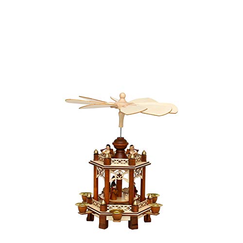 Dekohelden24 Holzpyramide in Natur/braun mit 2 Etagen, L/B/H ca. 15,5 x 13 x 27 cm von Dekohelden24