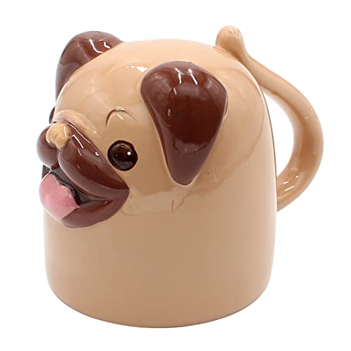 Dekohelden24 Kaffeebecher Kaffeetasse auf Kopf Motiv: Mops Größe H/Ø: 12 x 9 cm Fassungsvermögen 540ml von Dekohelden24