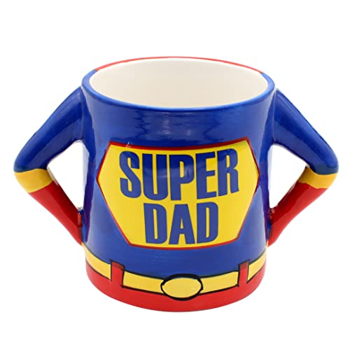 Dekohelden24 Kaffeebecher Kaffeetasse aus Keramik - Motiv: Super Dad - Größe: ca. H/Ø: 10 x 9 cm/Fassungsvermögen: 500ml von Dekohelden24