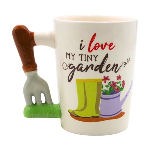 Dekohelden24 Keramik Kaffeetasse - Kaffeepot - I love my tiny garden, Maße L/B/H 9 x 12 x 12 cm von Dekohelden24