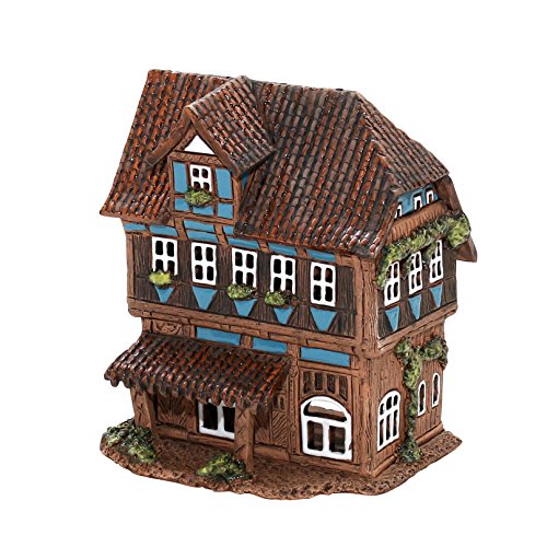Dekohelden24 Keramik- Lichthaus - Fachwerkhaus - HandArt - Maße: ca. Breite 10,5 cm x Länge 12,5 cm x Höhe 15 cm von Dekohelden24