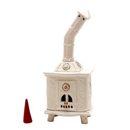 Dekohelden24 Keramik - Räucherofen - Weiss mit Gold - Hand Art Keramik, ca. 21,5 cm von Dekohelden24