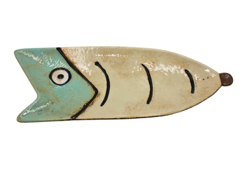 Dekohelden24 Keramik Schale/Teller/Servierplatte, flach, als Fisch, Größe: L/B/H ca. 10 x 28 x 2 cm von Dekohelden24