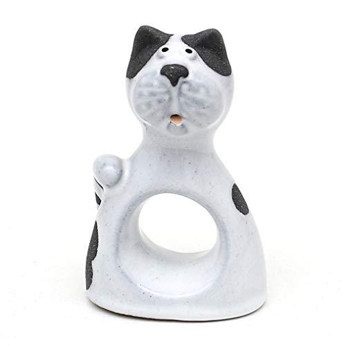 Dekohelden24 Keramik Serviettenring/Serviettenhalter/Schnalle als Katze, im 2er Set, Maße ca. 5,5 x 4 x 8,5 cm von Dekohelden24
