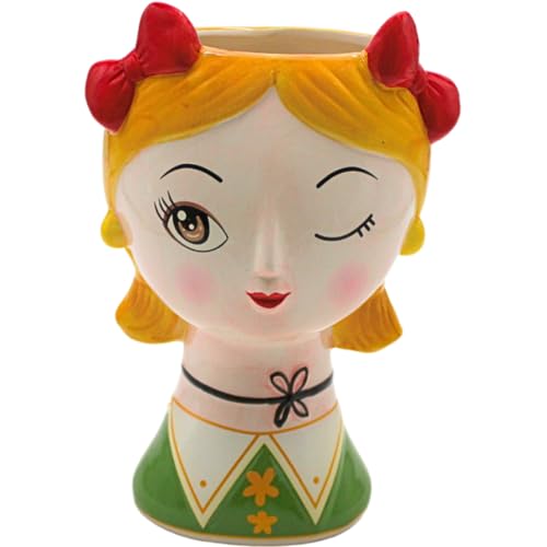 Dekohelden24 Keramik Vase mit Gesicht und Schleife, Blumenvase,Übertopf, Pflanztopf in bunt, Größe: B/H/T 15 x 23 x 13cm. Dekohelden24 Keramik Vase mit Gesicht und Schleife, Blumenvase,Übertopf, Pflanztopf in bunt, Größe: B/H/T 15 x 23 x 13cm. von Dekohelden24