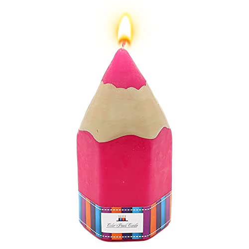 Dekohelden24 Kerze als Pinker Stift/Stiftkerze in pink, als Tischdekoration für Schulanfang/Schuleinführung/Geburtstag, L/B/H 7 x 7 x 14 cm. W-10018589-pink von Dekohelden24