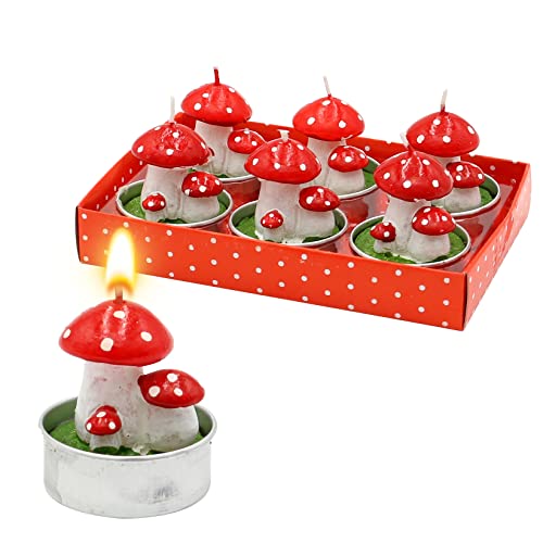 Dekohelden24 Kerzen Pilze-Glückspilze im 6er Set, Maße je Teelicht 3 x 4 x 3 cm, 3 cm von Dekohelden24