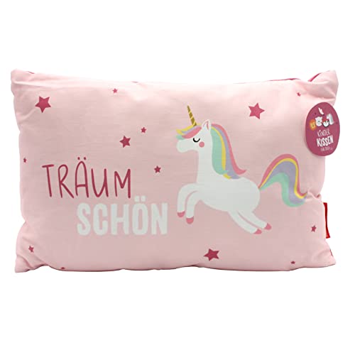 Dekohelden24 Kinder-Kuschel Kissen mit Einhorn/Aufschrift - Träum Schön - L/B/H ca. 40 x 13 x 23 cm, 100% Baumwolle 396331 von Dekohelden24