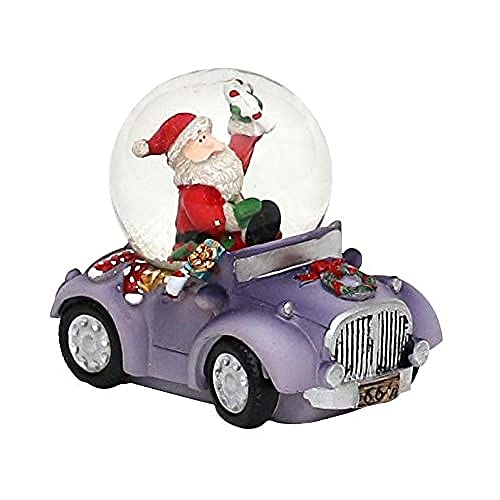 Dekohelden24 Kinder-Schneekugel, Cars in lila mit Weihnachtsmann, Maße H/B/Ø Kugel: ca. 8 x 5,5 cm/Ø 4,5 cm, Glas von Dekohelden24