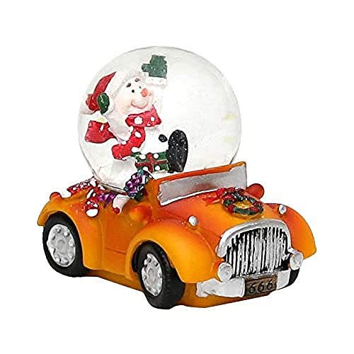 Dekohelden24 Kinder-Schneekugel, Cars in orange mit Weihnachtsmann, Maße H/B/Ø Kugel: ca. 8 x 5,5 cm/Ø 4,5 cm von Dekohelden24