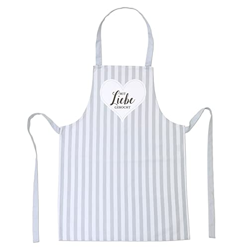 Dekohelden24 Kochschürze/Backschürze mit Taillenbänder, aus 100% Baumwolle, Produktmaß (ohne Bänder) 78 x 68 cm, Motiv: Mit Liebe gekocht. von Dekohelden24