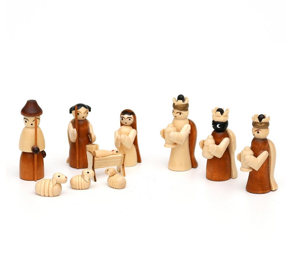 Dekohelden24 Krippe Holz Krippenfiguren, Größe über Dropdown-Menü wählbar (10-tlg) von Dekohelden24
