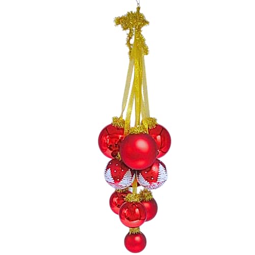 Dekohelden24 Lauschaer Christbaumschmuck - 10er Set Christbaumkugeln Lauscha, Glaskugeln, Fenstergehänge, Baumkugeln für Fenster, Fensterkugeln in rot, aus Lauscha, von 5 bis 8 cm. von Dekohelden24