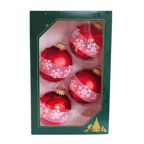Dekohelden24 Lauschaer Christbaumschmuck - 4er Set Kugeln, Christbaumkugeln Lauscha, Glaskugeln, Weihnachtsbaumkugeln im Schneekristalldesign in Rot, aus Lauscha 7 cm, mit goldenem Krönchen. Dekohelden24 Lauschaer Christbaumschmuck - 4er Set Kugeln, Christbaumkugeln Lauscha, Glaskugeln, Weihnachtsbaumkugeln im Schneekristalldesign in Rot, aus Lauscha 7 cm, mit goldenem Krönchen. von Dekohelden24
