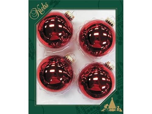 Dekohelden24 Lauschaer Christbaumschmuck - 4er Set Kugeln Uni weihnachtsrot, 8 cm, mit goldenem Krönchen + 50 Schnellaufhänger in Gold Dekohelden24 Lauschaer Christbaumschmuck - 4er Set Kugeln Uni weihnachtsrot, 8 cm, mit goldenem Krönchen + 50 Schnellaufhänger in Gold von Dekohelden24