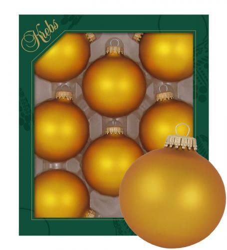 Dekohelden24 Lauschaer Christbaumschmuck - 8er Set Kugeln Uni altgold, 6,7 cm, mit goldenem Krönchen + 50 Schnellaufhänger in Gold GRATIS zu Ihrer Bestellung dazu ! von Dekohelden24