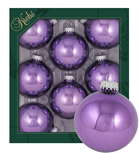 Dekohelden24 Lauschaer Christbaumschmuck - 8er Set Kugeln Uni glänzend lila, 6,7 cm, mit silbernem Krönchen + 50 Schnellaufhänger in Silber Dekohelden24 Lauschaer Christbaumschmuck - 8er Set Kugeln Uni glänzend lila, 6,7 cm, mit silbernem Krönchen + 50 Schnellaufhänger in Silber von Dekohelden24