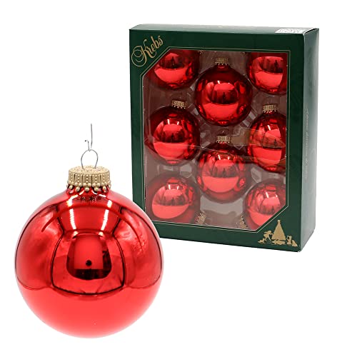 Lauschaer Christbaumschmuck - 8er Set Kugeln in Uni glänzend Rot, mit Goldkrönchen, Größe Ø ca. 7 cm Lauschaer Christbaumschmuck - 8er Set Kugeln in Uni glänzend Rot, mit Goldkrönchen, Größe Ø ca. 7 cm von Dekohelden24