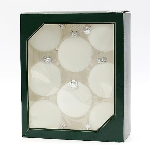 Dekohelden24 Lauschaer Christbaumschmuck - 8er Set Kugeln matt geeist, 6,7 cm, mit silbernem Krönchen + 50 Schnellaufhänger in Silber GRATIS zu Ihrer Bestellung dazu ! von Dekohelden24