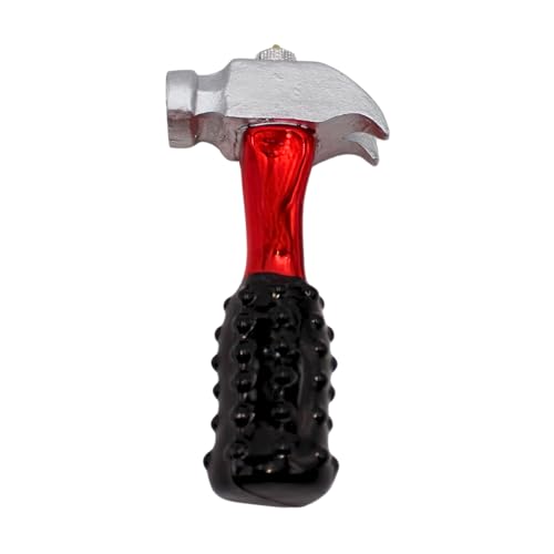 Dekohelden24 Lauschaer Christbaumschmuck - Christbaumkugel Lauscha, Weihnachtsbaumkugel, Tannenbaumkugel, Glasornament Hammer, Glasbehang Werkzeug als Hammer in rot, aus Lauscha, L/B/H 6 x 2 x 11 cm. von Dekohelden24