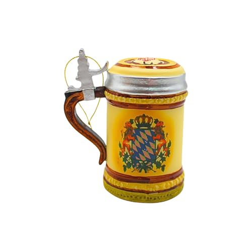 Dekohelden24 Lauschaer Christbaumschmuck - Christbaumkugeln Lauscha, Glaskugeln, Weihnachtsbaumkugeln, Glasornament Bierkrug, Bierglas in beige und braun, aus Lauscha, L/B/H 10 x 6 x 12 cm. von Dekohelden24