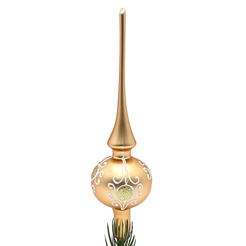 Lauschaer Christbaumschmuck - Christbaumspitze matt Gold mit Glitter Dekor in Weiß-Gold, Ornamente, Länge ca. 28 cm Lauschaer Christbaumschmuck - Christbaumspitze matt Gold mit Glitter Dekor in Weiß-Gold, Ornamente, Länge ca. 28 cm von Dekohelden24
