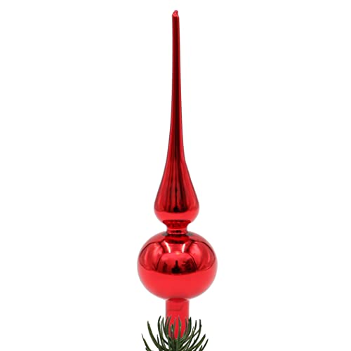 Dekohelden24 Lauschaer Christbaumschmuck - Christbaumspitze glänzend rot Uni, 24 cm, KGL500182A-glanz, Rot Glänzend von Dekohelden24