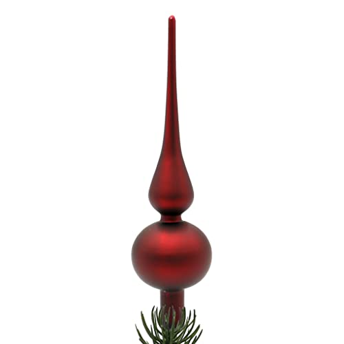 Dekohelden24 Lauschaer Christbaumschmuck-Christbaumspitze rot Uni, 24 cm, Burgunder Matt von Dekohelden24