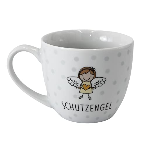 Dekohelden24 ***Maxi - Kaffeebecher/Tasse aus Porzellan mit Engel, Motiv: Schutzengel, Größe H/Ø: 9,2 x 10,5 cm, Fassungsvermögen 400 ml, Spülmaschinengeeignet. von Dekohelden24