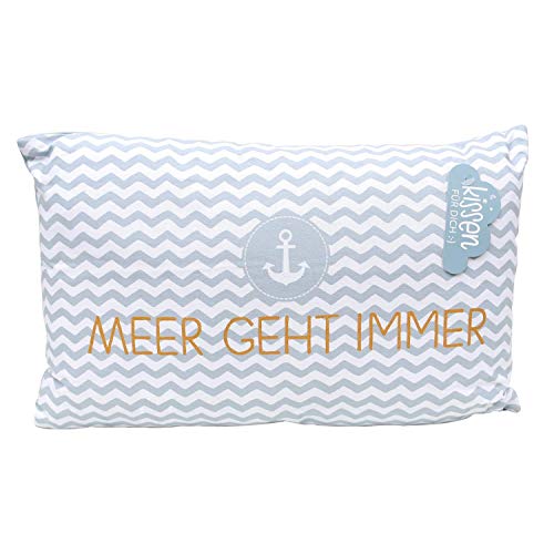 Dekohelden24 Meer Kissen mit Bezug aus 100% Baumwolle, L/B/H: 40 x 13 x 23 cm. Motiv: Meer geht Immer. von Dekohelden24