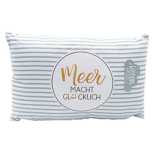 Dekohelden24 Meer Macht Glücklich Kissen, mit Bezug aus 100% Baumwolle, L/B/H: 40 x 13 x 23 cm 3968151 von Dekohelden24