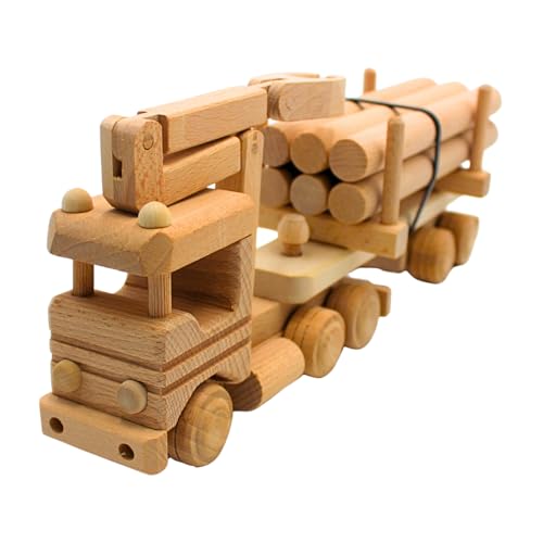 Dekohelden24 Nachhaltiger LKW als Modellauto, Dekoauto als Holztransporter, LKW Holz-Hänger mit Mit Kranarm und Holzbaustämmen, Baumstamm - Transporter aus Holz, L/B/H 33 x 8 x 13 cm. Dekohelden24 Nachhaltiger LKW als Modellauto, Dekoauto als Holztransporter, LKW Holz-Hänger mit Mit Kranarm und Holzbaustämmen, Baumstamm - Transporter aus Holz, L/B/H 33 x 8 x 13 cm. von Dekohelden24