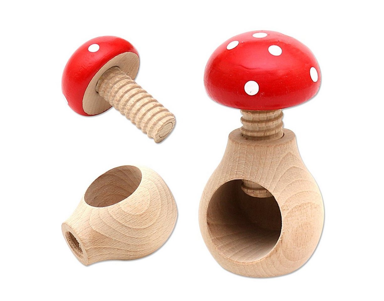 Dekohelden24 Nussknacker 2 Stück Fliegenpilze Holz Nussknacker, (2-tlg) von Dekohelden24