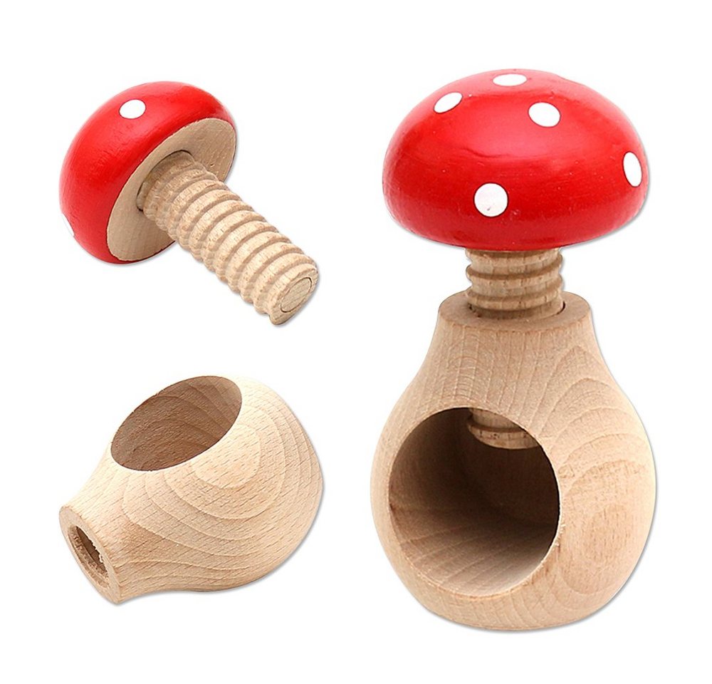 Dekohelden24 Nussknacker 3 Fliegenpilze Holz Nussknacker, (3-tlg) von Dekohelden24