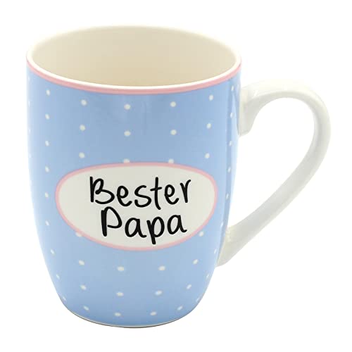 Dekohelden24 Porzellan Kaffeetasse/Becher aus Keramik, Motiv: Bester Papa, Größe/H/Ø ca. 10 x 8 cm, Fassungsvermögen 300 ml, spülmaschinengeeignet von Dekohelden24