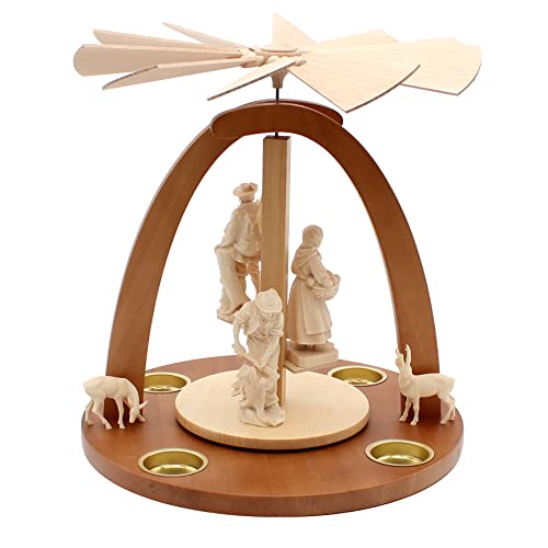 Dekohelden24 Pyramide aus Buchenholz mit Handgeschnitzten Tiroler Waldfiguren und Rehe, für 4 Teelichter L/B/H ca. 28 x 28 x 30 cm, Dekohelden24 Pyramide aus Buchenholz mit Handgeschnitzten Tiroler Waldfiguren und Rehe, für 4 Teelichter L/B/H ca. 28 x 28 x 30 cm, von Dekohelden24