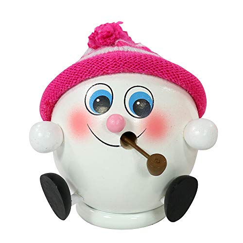 Dekohelden24 Räucherfigur Schneeball mit Strickmütze in Pink, Holz, 10 cm von Dekohelden24