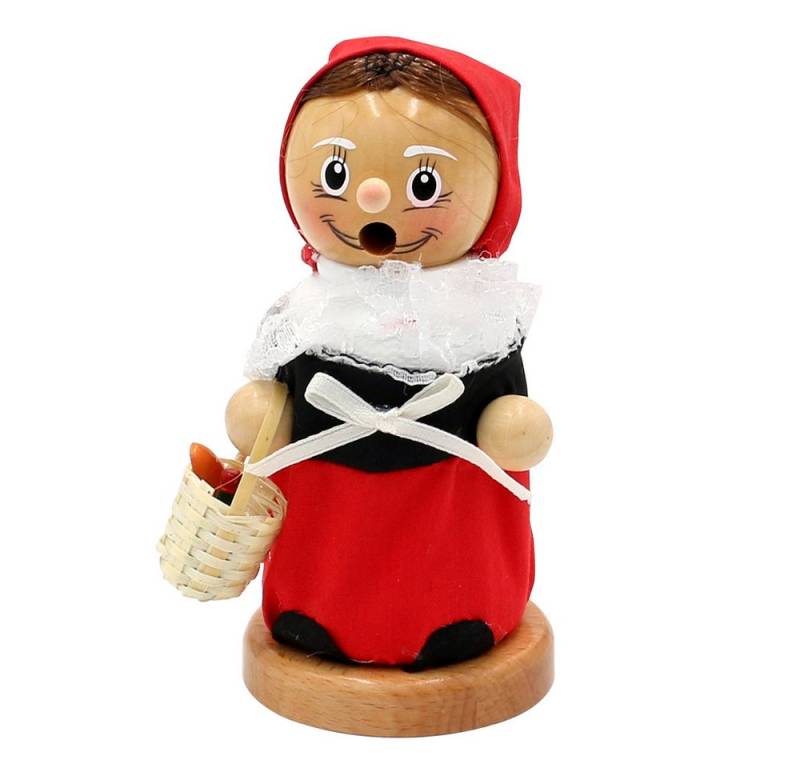 Dekohelden24 Räuchermännchen Holz Räuchermann, Räucherfigur, Rauchfigur, Räuchermännchen als Märche, Mädchen mit rotem Kopftuch und Korb, L/B/H 8 x 8 x 13 cm von Dekohelden24