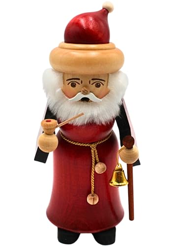 Dekohelden24 Räuchermännchen - Räuchermann Wichtel als Weihnachtsmann, original erzgebirgisches Kunsthandwerk, Echtholz gedrechselt, Größe L/B/H: ca. 8 x 9 x 21 cm von Dekohelden24