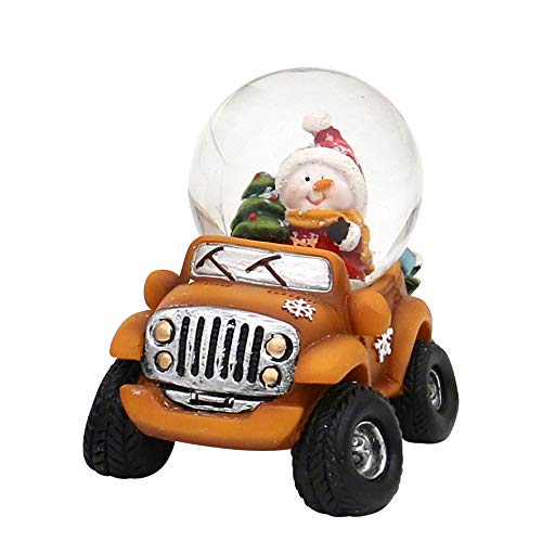 Dekohelden24 Schneekugel Cars in orange mit Schneemann, Maße H/B/Ø Kugel: ca. 9,8 x 7,8 cm/Ø 4,5 cm., 501602-SM von Dekohelden24