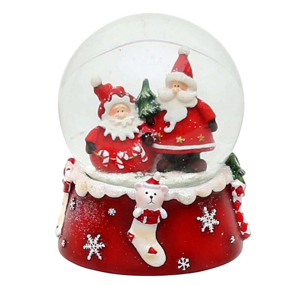 Dekohelden24 Schneekugel Schneekugel, Weihnachtsmann Duo, rot weiß, Maße H/B/Ø Kugel: ca. 8,5 (1 Stück, 1 St) von Dekohelden24