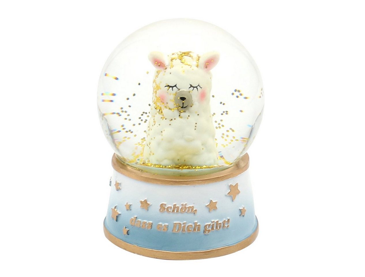 Dekohelden24 Schneekugel Schneekugel / Schüttelkugel / Glimmerkugel aus Glas mit Lama, Motiv: (1 Stück, 1 St) von Dekohelden24