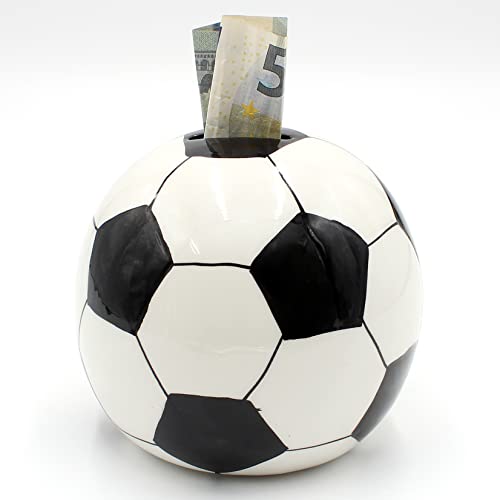 W-10018484 - Spardose Fussball in schwarz Weiss, ca. 10 x 10 x 10 cm von Dekohelden24