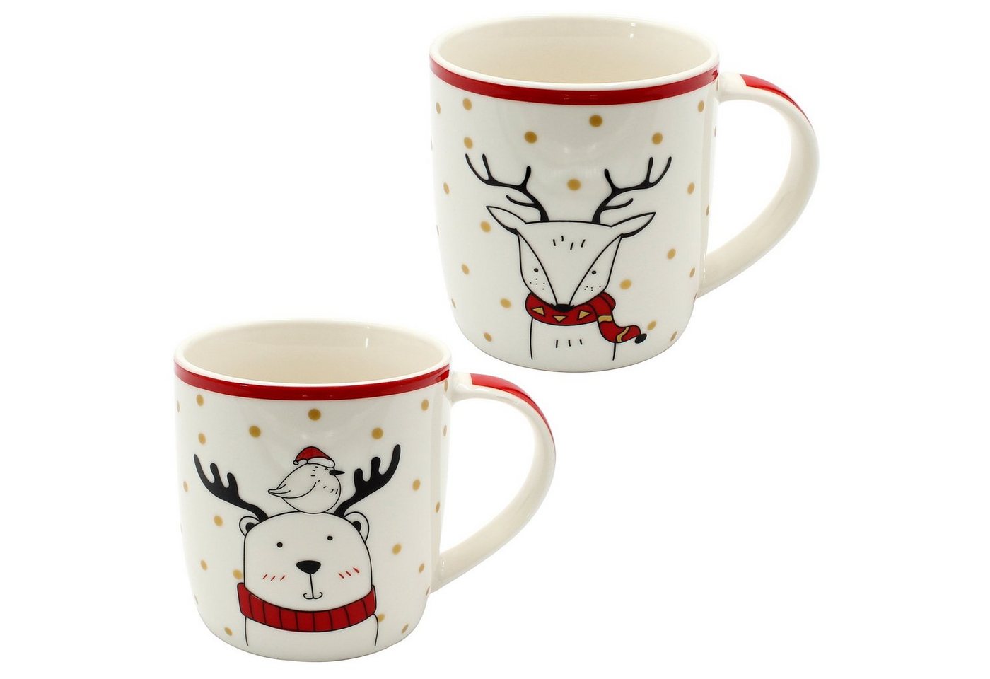 Dekohelden24 Tasse Porzellan Weihnachts-Tassen - Elch - als 2er Set, Höhe: 9 cm - Ø 8, Porzellan Dekohelden24 Tasse Porzellan Weihnachts-Tassen - Elch - als 2er Set, Höhe: 9 cm - Ø 8, Porzellan von Dekohelden24