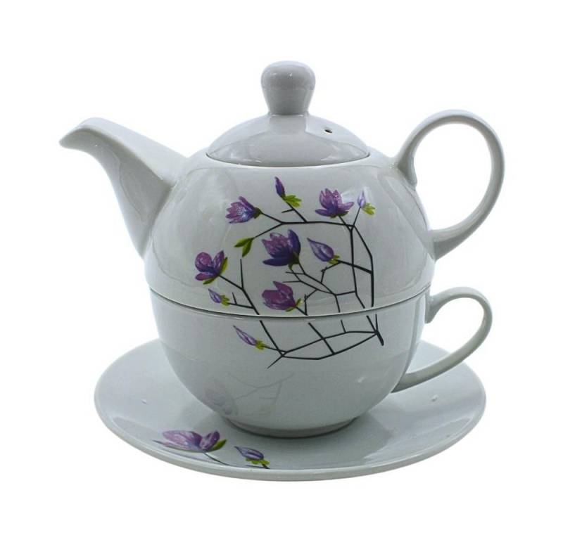 Dekohelden24 Teekanne Teekannen in verschiedenen Varianten, (Tea-for-One), Floral, kompaktes Set, dekorativ und funktional von Dekohelden24