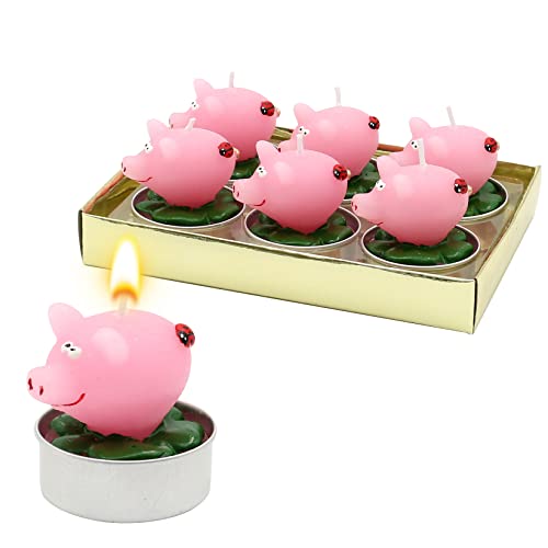 Dekohelden24 Teelicht Glücksschweine - Schweinchen als 6er Set, Maße je Schwein 4 x 5 x 4 cm, W-10016471 von Dekohelden24