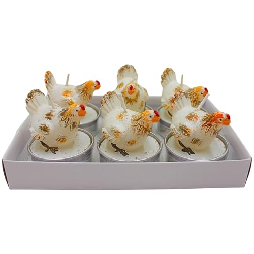Dekohelden24 Teelicht Huhn, Osterteelicht, Wachskerze Teelicht, Frühlingskerze, Figurenkerze als Huhn aus Wachs, Lieferumfang: 6 einzelne Huhnkerzen in Weiß, L/B/H: 4 x 4 x 5 cm. Dekohelden24 Teelicht Huhn, Osterteelicht, Wachskerze Teelicht, Frühlingskerze, Figurenkerze als Huhn aus Wachs, Lieferumfang: 6 einzelne Huhnkerzen in Weiß, L/B/H: 4 x 4 x 5 cm. von Dekohelden24