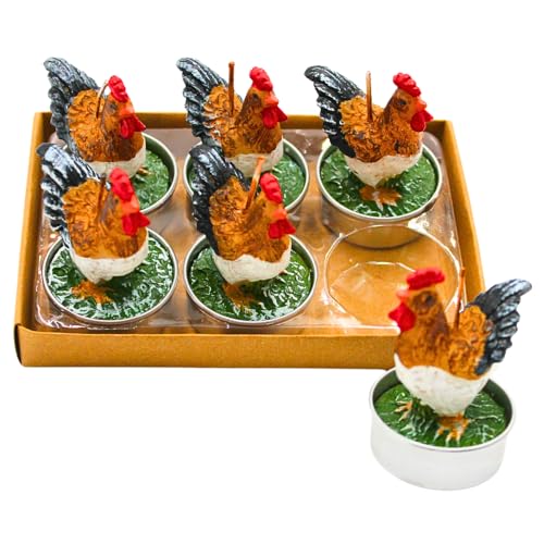 Teelicht - Kerze, Figurenkerze, Figurenteelicht, Tischkerze als Huhn im 6er Set, Maße je Huhn 4 x 4 x 7 cm Teelicht - Kerze, Figurenkerze, Figurenteelicht, Tischkerze als Huhn im 6er Set, Maße je Huhn 4 x 4 x 7 cm von Dekohelden24
