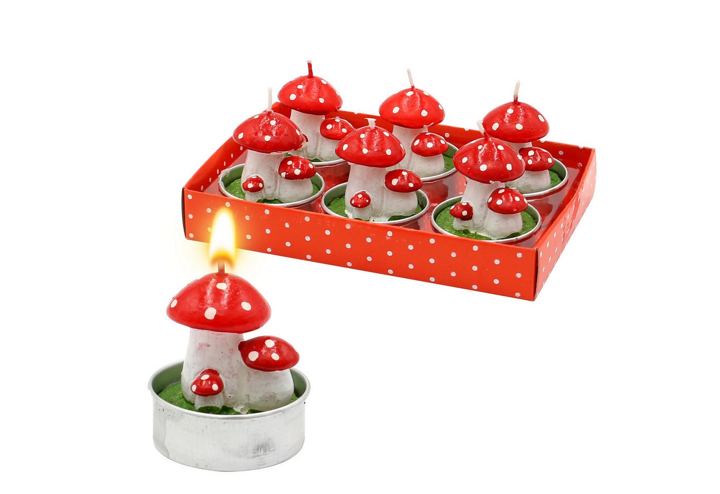 Dekohelden24 Teelicht Kerzen / Teelichte als Pilze - Glückspilze im 6er Set, Maße je Teelicht 3 x 4 x 3 cm Dekohelden24 Teelicht Kerzen / Teelichte als Pilze - Glückspilze im 6er Set, Maße je Teelicht 3 x 4 x 3 cm von Dekohelden24