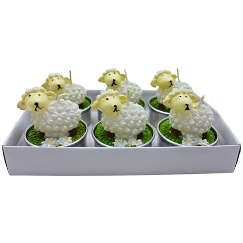 Dekohelden24 Teelicht Schaf, Osterteelicht, Wachskerze Teelicht, Frühlingskerze, Figurenkerze als Schaf aus Wachs, Lieferumfang: 6 einzelne Schafkerzen in Weiß, L/B/H: 4 x 4 x 4 cm. Dekohelden24 Teelicht Schaf, Osterteelicht, Wachskerze Teelicht, Frühlingskerze, Figurenkerze als Schaf aus Wachs, Lieferumfang: 6 einzelne Schafkerzen in Weiß, L/B/H: 4 x 4 x 4 cm. von Dekohelden24